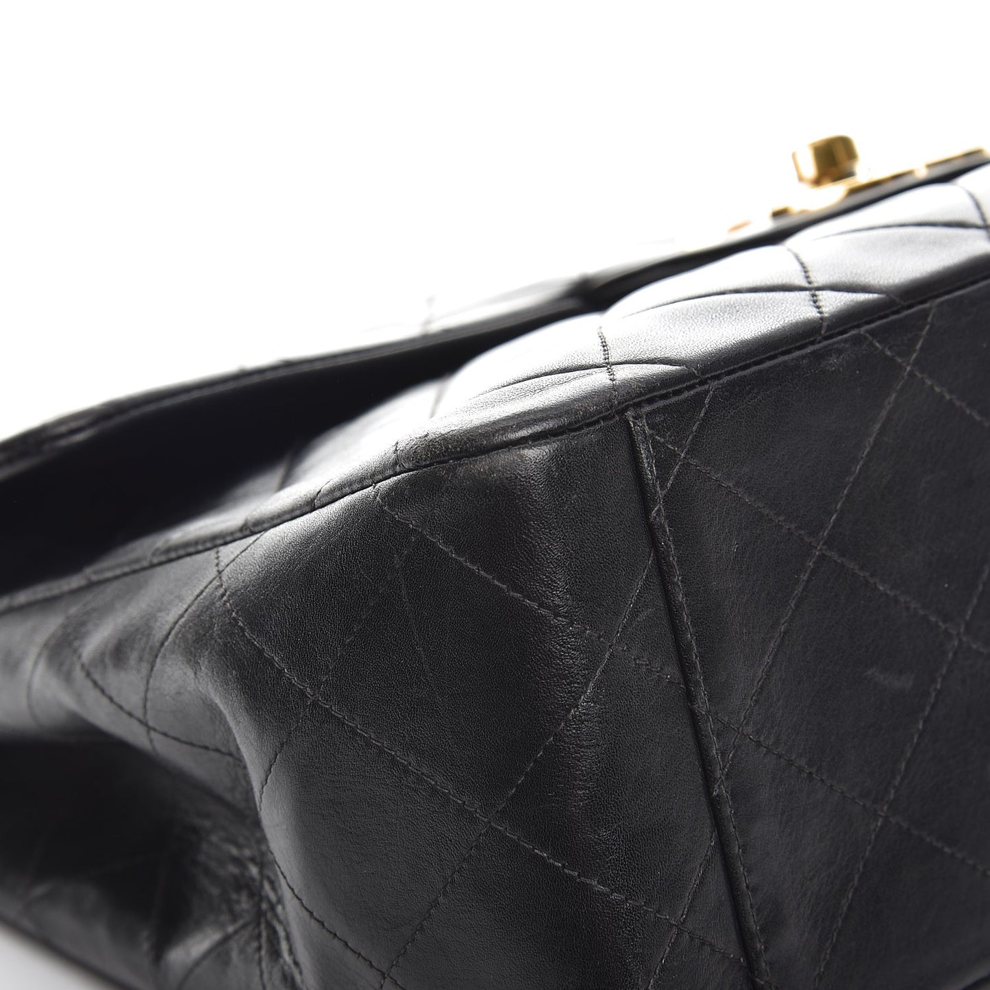 Lambskin Quilted XL Jumbo Single Flap Black
