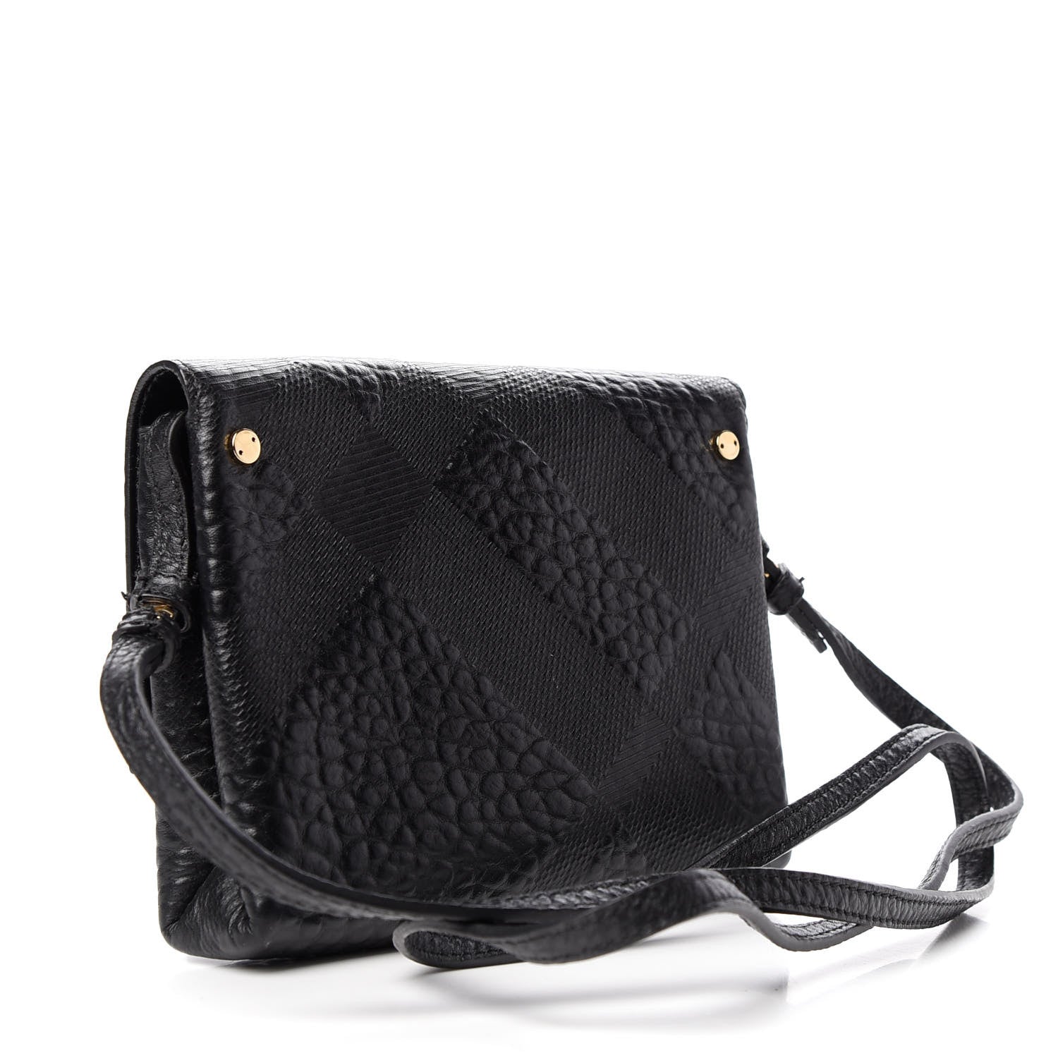 Burberry Signature Grain Calfskin Check Embossed Langley Crossbody Black 3 of 10