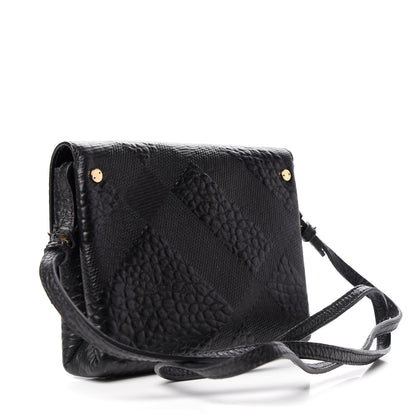 Burberry Signature Grain Calfskin Check Embossed Langley Crossbody Black 3 of 10