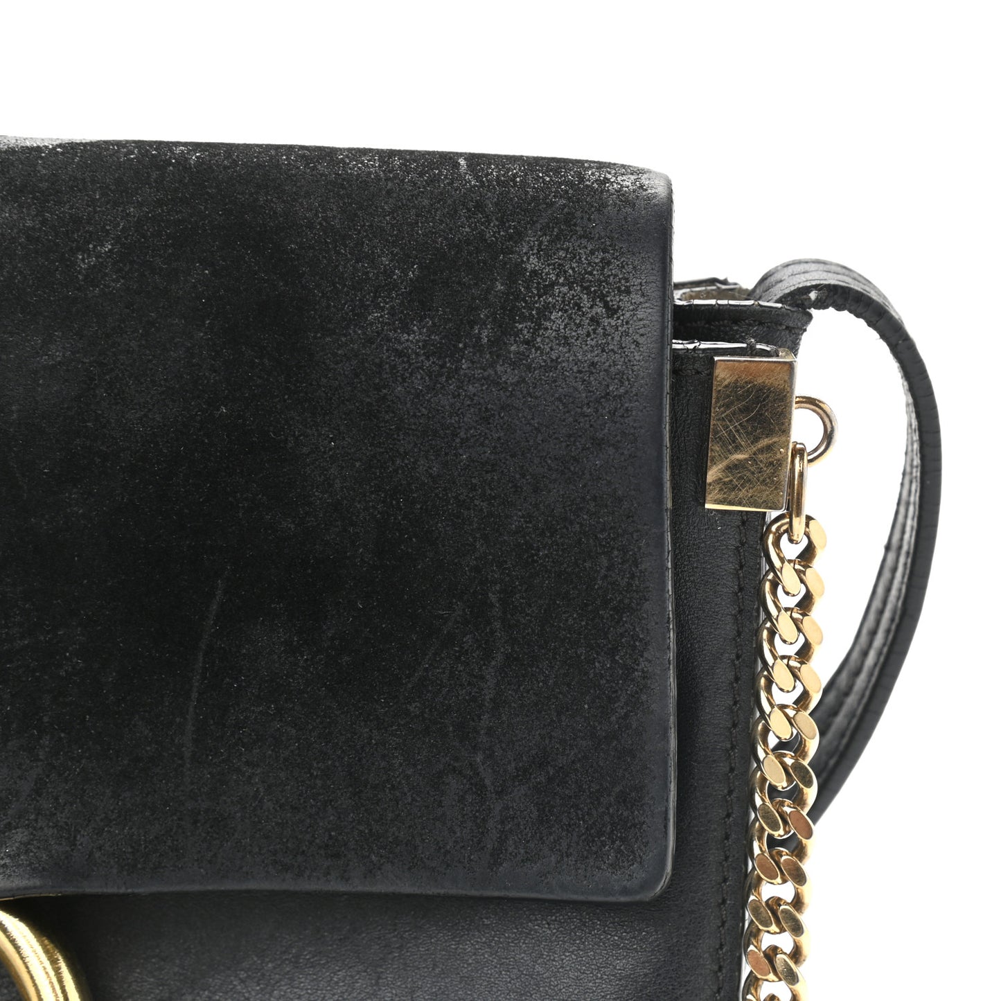 Suede Calfskin Small Faye Shoulder Bag Black