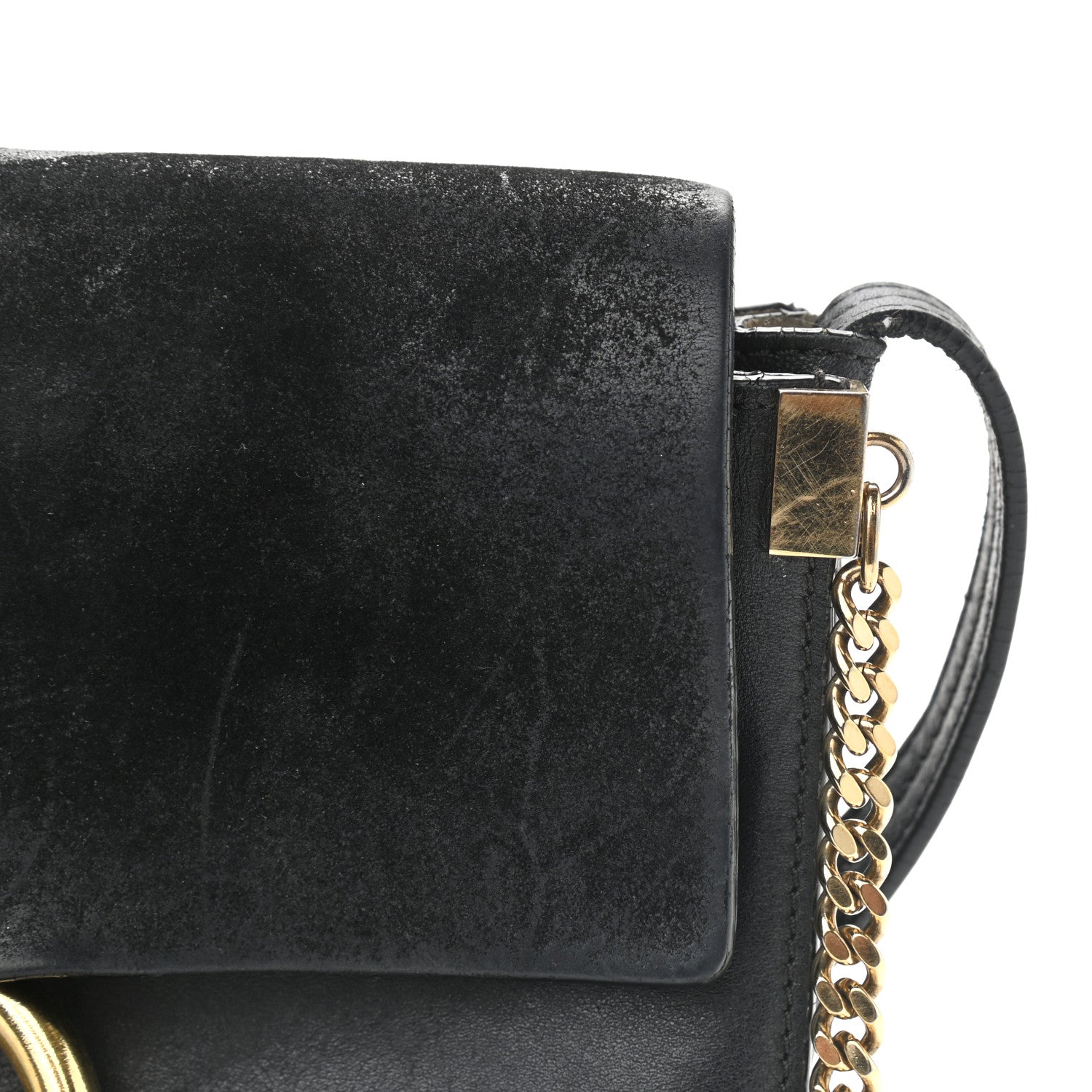 Chloe Suede Calfskin Small Faye Shoulder Bag Black 14 of 25