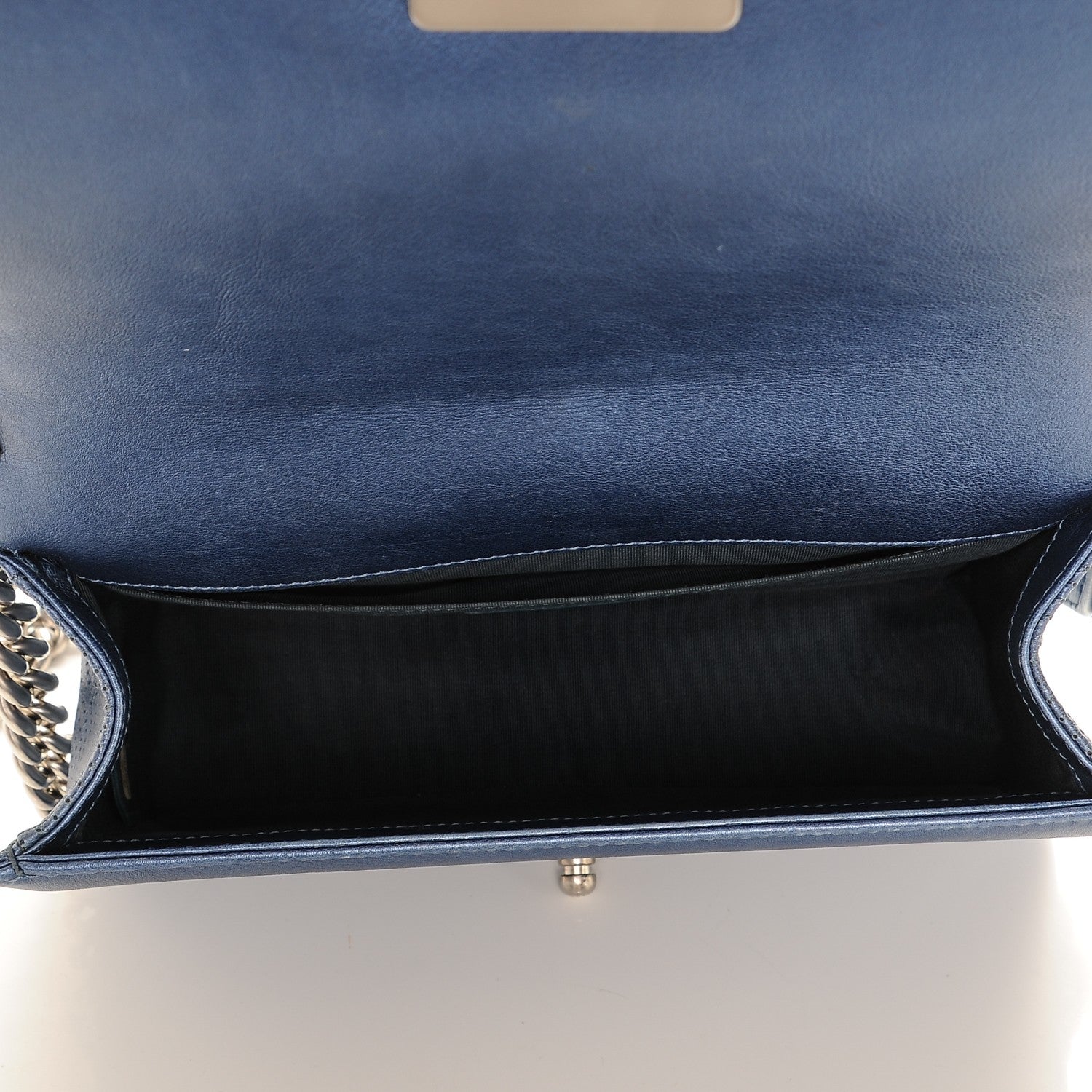 Chanel Metallic Calfskin Perforated Medium Boy Flap Blue 5 of 7