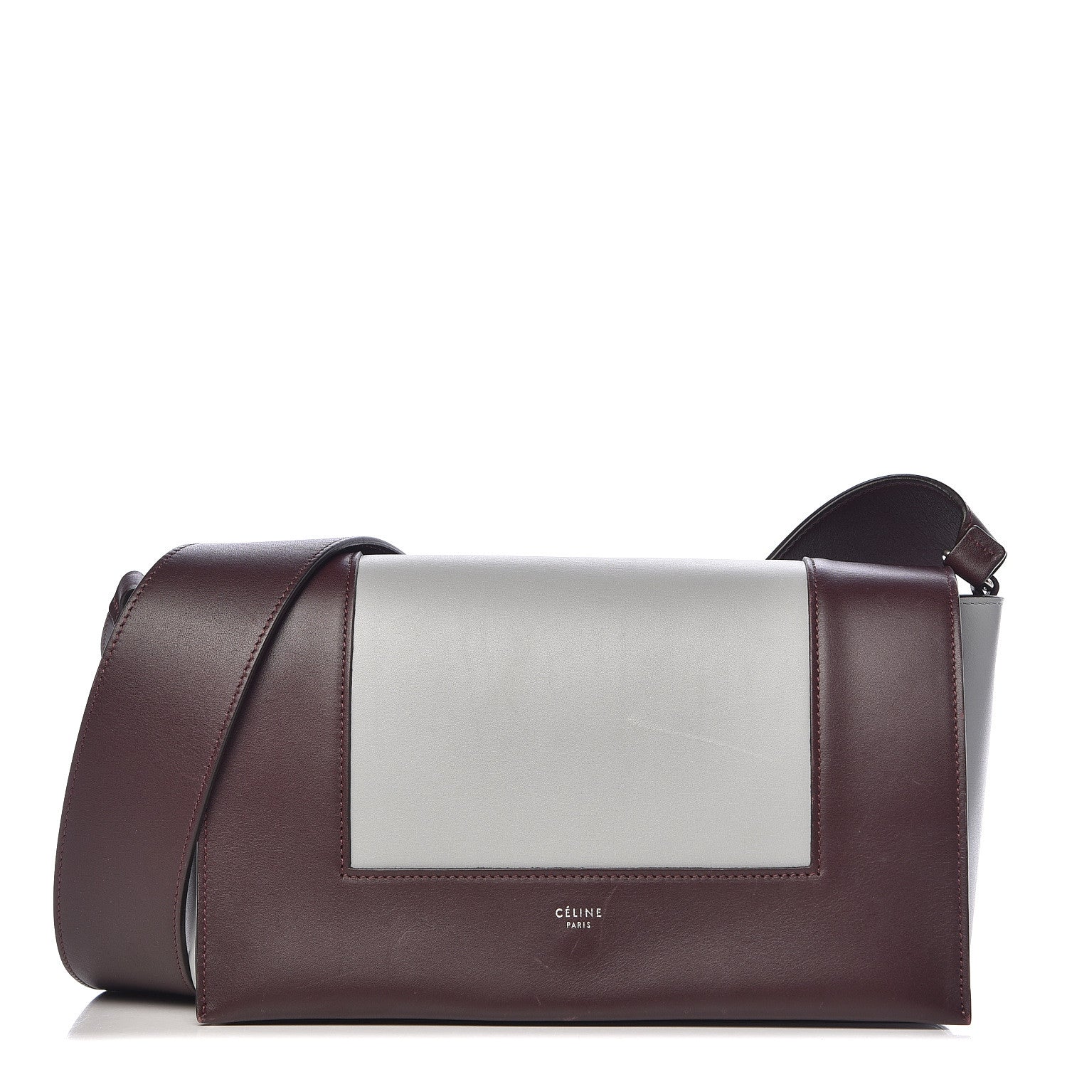 Celine Shiny Smooth Calfskin Medium Frame Shoulder Bag Burgundy Pearl Blue 1 of 14