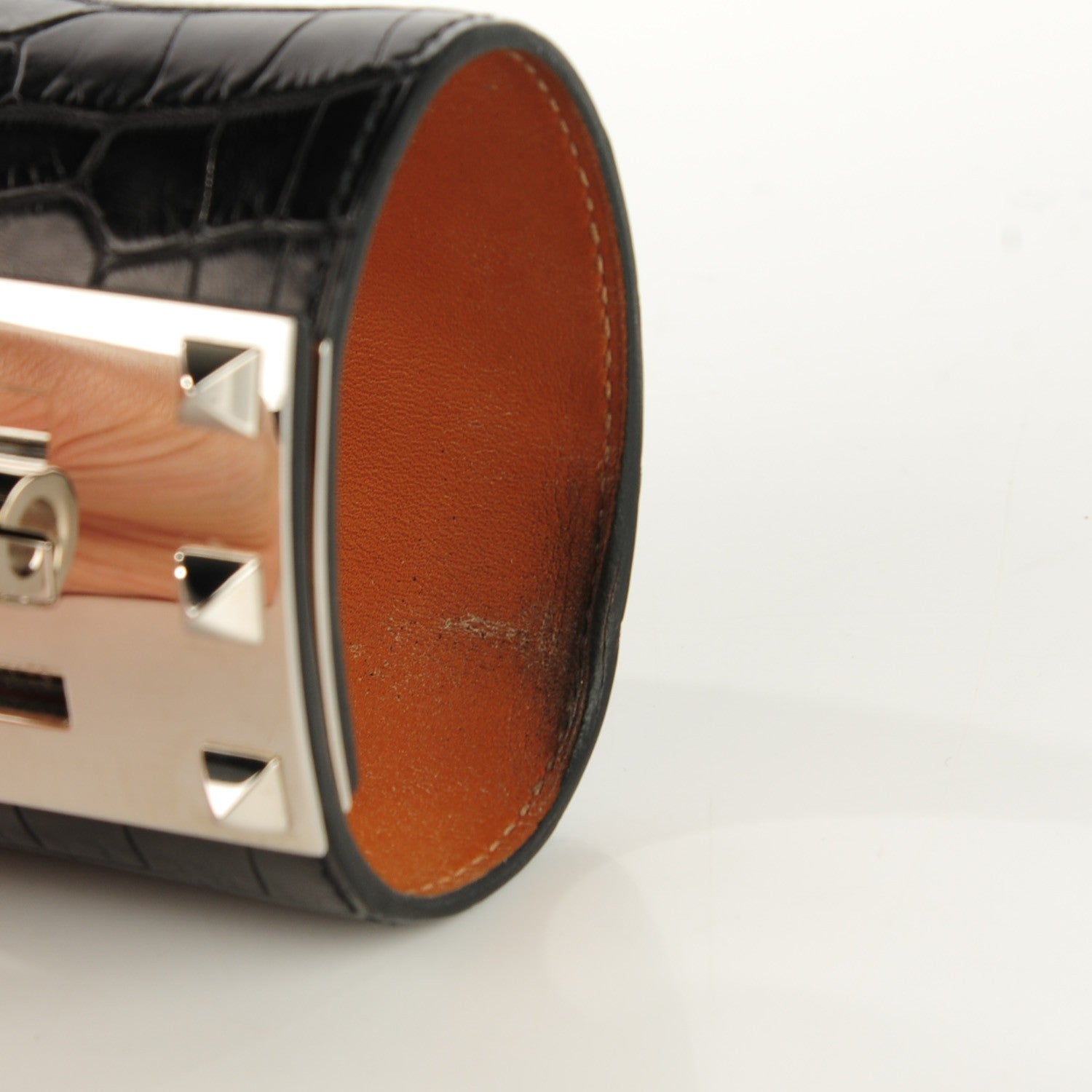 Hermes Matte Alligator Kelly Extreme S Bracelet Black 5 of 10