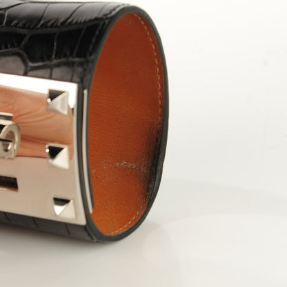 Hermes Matte Alligator Kelly Extreme S Bracelet Black 5 of 10