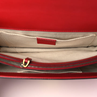 Gucci Calfskin Medium Cat Lock Top Handle Bag Red 5 of 9