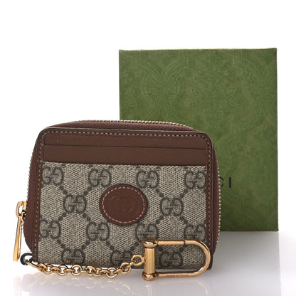 Gucci GG Supreme Monogram Azalea Calfskin Retro Interlocking G Compact Wallet Beige Ebony Brown Sugar 8 of 9
