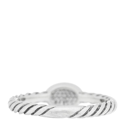 David Yurman Sterling Silver Diamond Pave Cable Classics Oval Ring 52 6 3 of 4