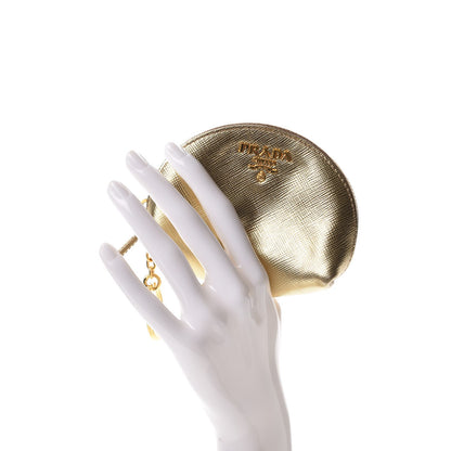 Prada Saffiano Metal Coin Purse Gold 2 of 10