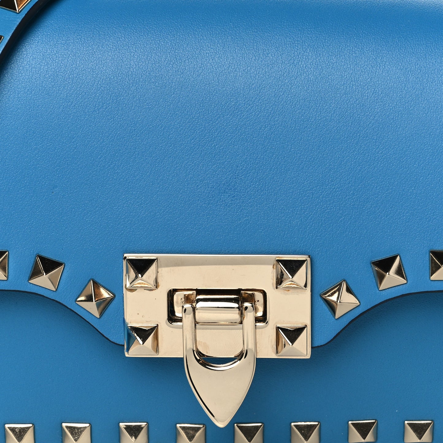 Vitello Mini Rockstud Flap Saddle Crossbody Bag Light Blue