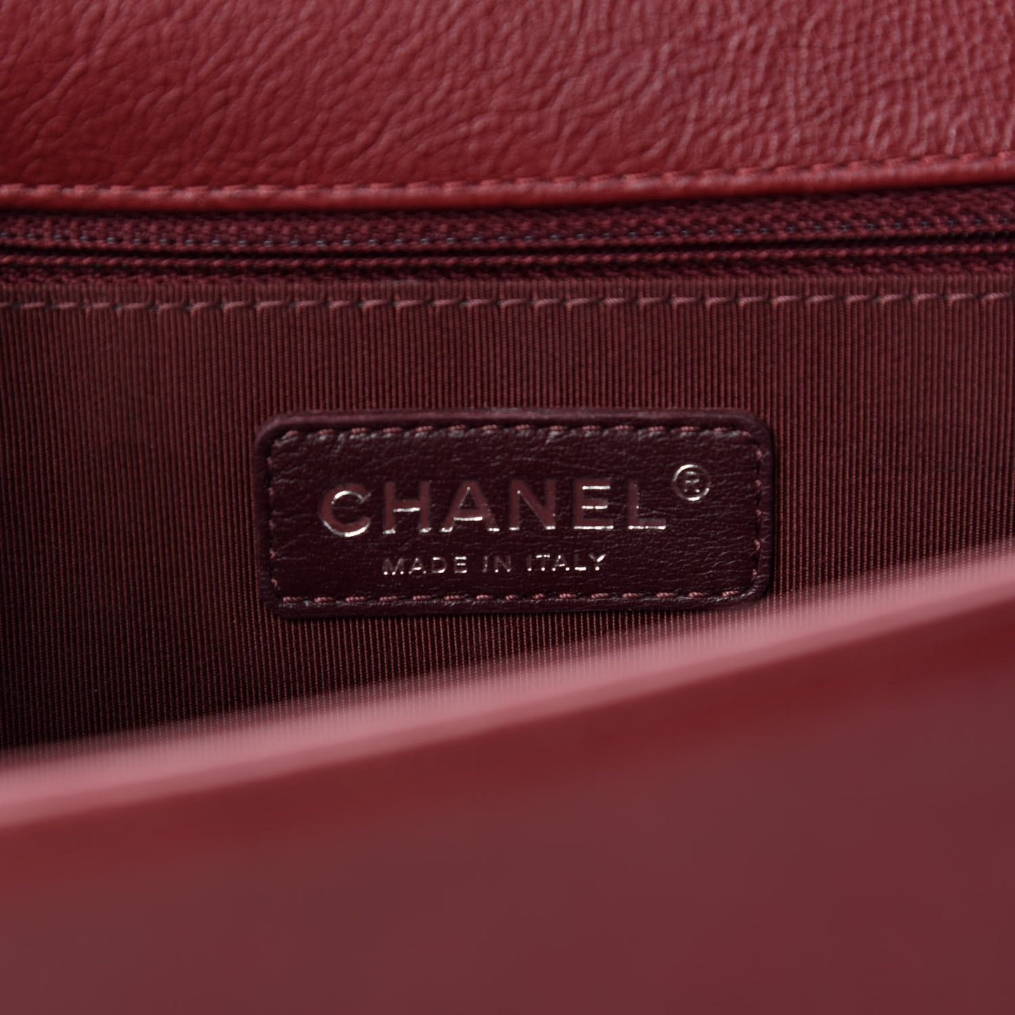 Calfskin Quilted Double Stitch New Medium Boy Flap Burgundy