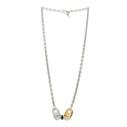 Hermes Palladium Buffalo Horn Lacquered Maillon Necklace Black 3 of 5
