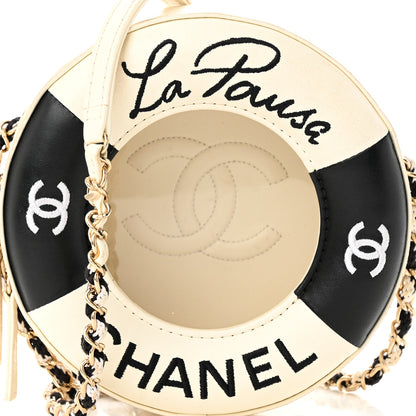 Chanel Lambskin Coco Lifesaver Round Bag Black White 8 of 16