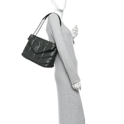 Saint Laurent Lambskin Quilted Medium Loulou Puffer Monogram Chain Satchel Seaweed 2 of 10