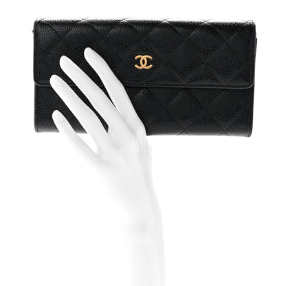 Chanel Caviar Quilted Large Gusset Flap Wallet Black 2 of 8