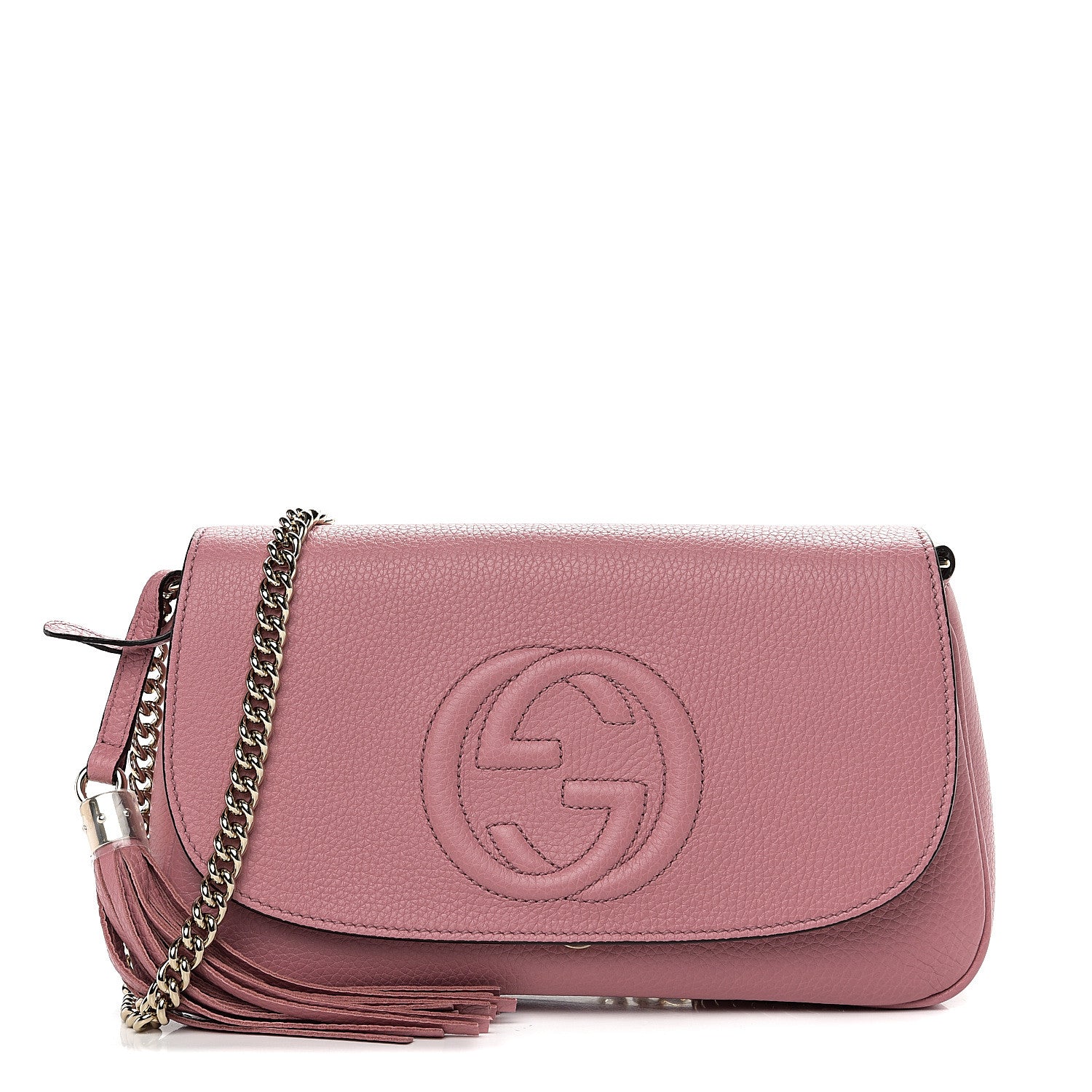 Gucci Pebbled Calfskin Medium Soho Flap Crossbody Pink 1 of 9
