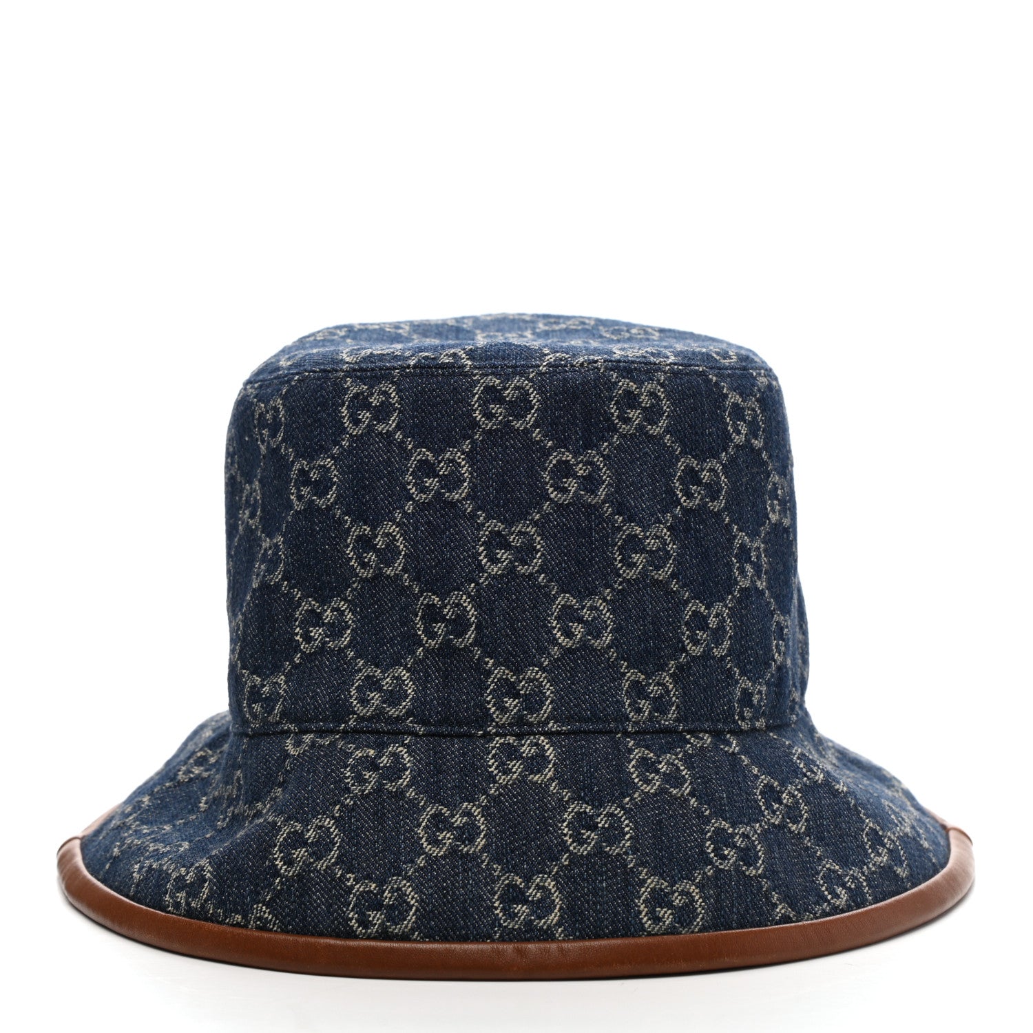 Gucci Washed Jacquard Denim Nappa GG Monogram Oscar Bucket Hat M Denim Cuir 7 of 11
