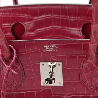 Hermes Shiny Porosus Crocodile Birkin 30 Rose Tyrien 6 of 10