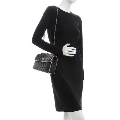 Chanel Lambskin Chevron Small Single Flap Bag Black Beige 2 of 11