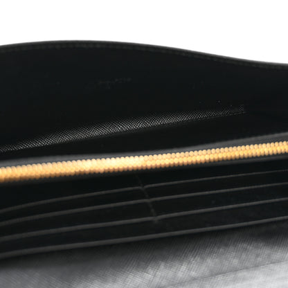 Prada Saffiano Metal Continental Flap Travel Wallet Black 5 of 11