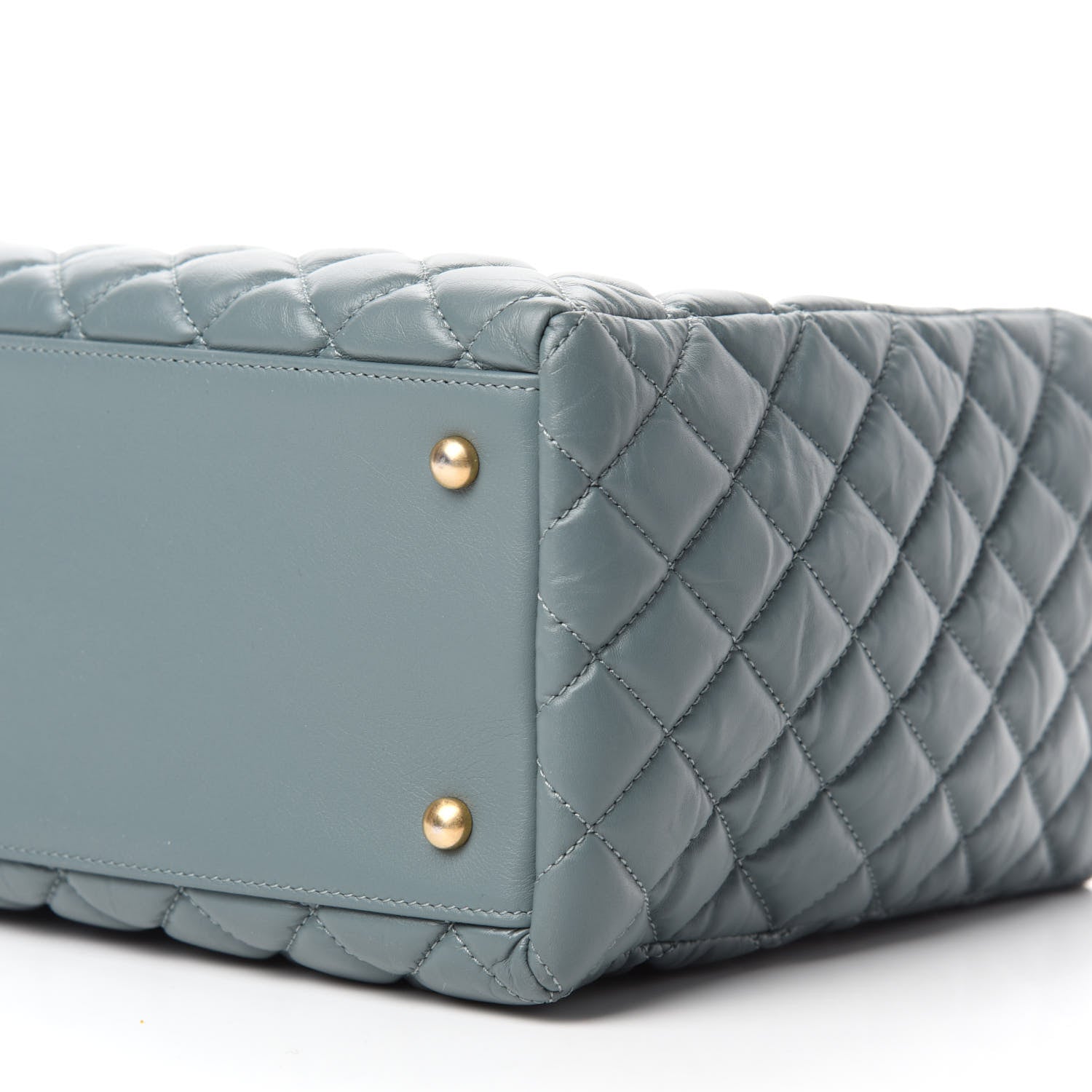 Chanel Aged Calfskin Quilted Coco Handle Shopping Tote Blue 8 of 11