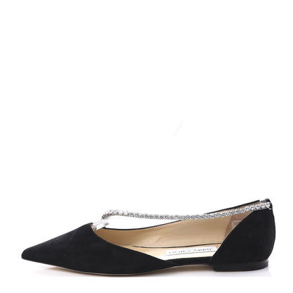 Jimmy Choo Suede Crystal Trude Flats 37 Black 1 of 10