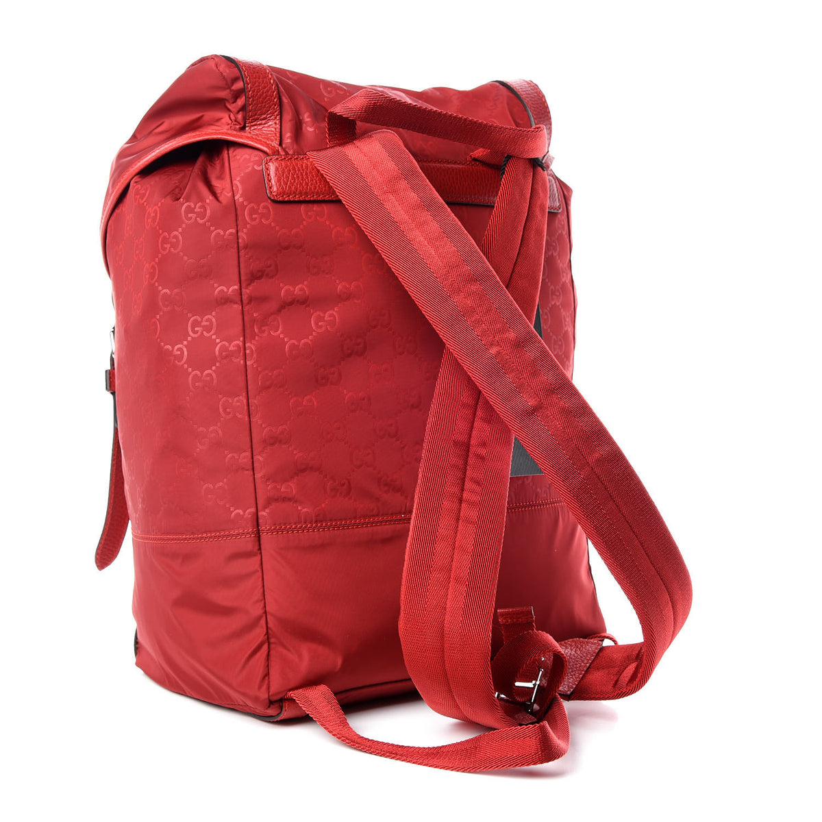 Nylon Monogram Dollar Calfskin Medium Light Double Buckle Backpack Vibrant Red