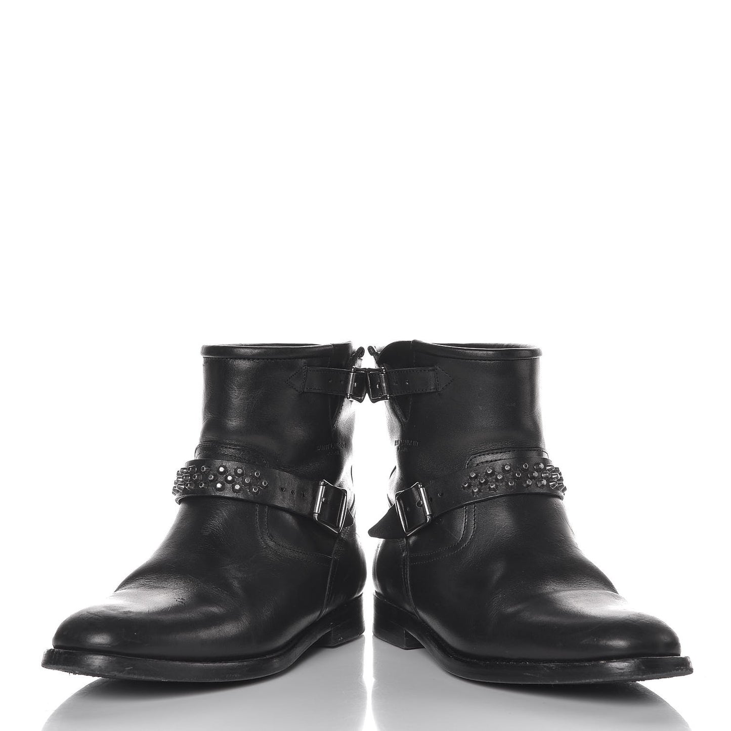 Smooth Calfskin Studded Light Bowling Boots 36.5 Black