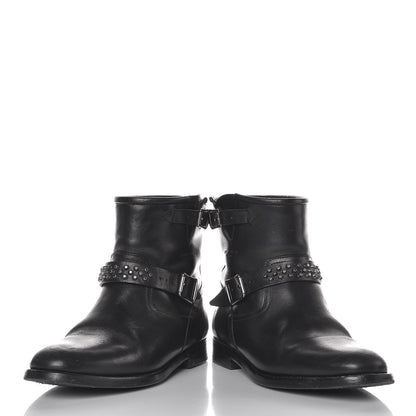 Saint Laurent Smooth Calfskin Studded Light Bowling Boots 36.5 Black 10 of 11