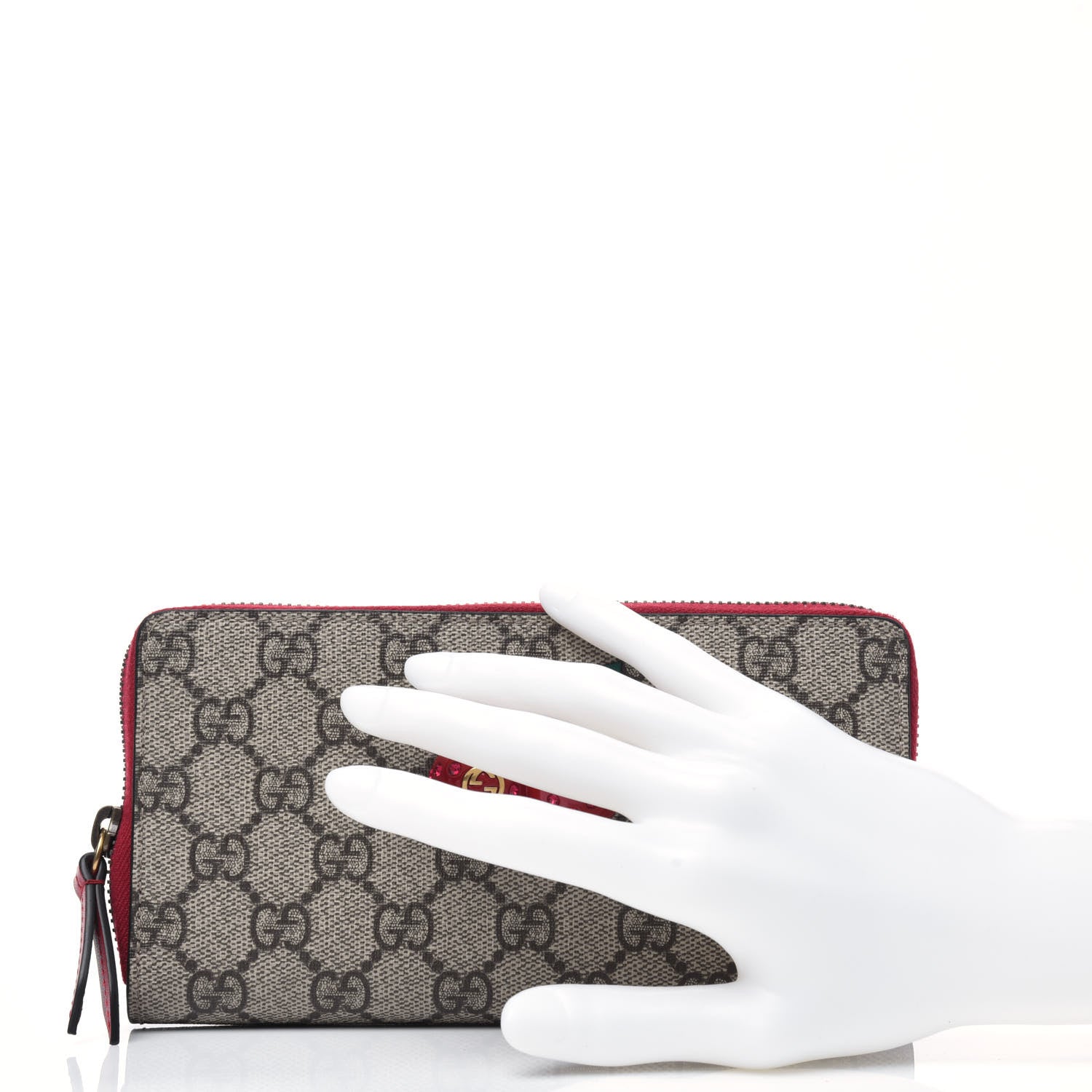 Gucci GG Supreme Monogram Cherries Zip Around Wallet Hibiscus Red 2 of 13