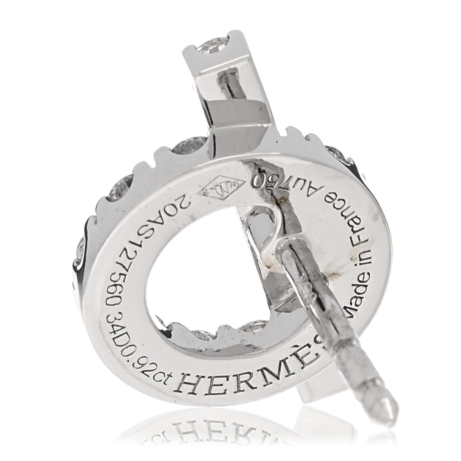 Hermes 18K White Gold Diamond Finesse Earrings 4 of 5