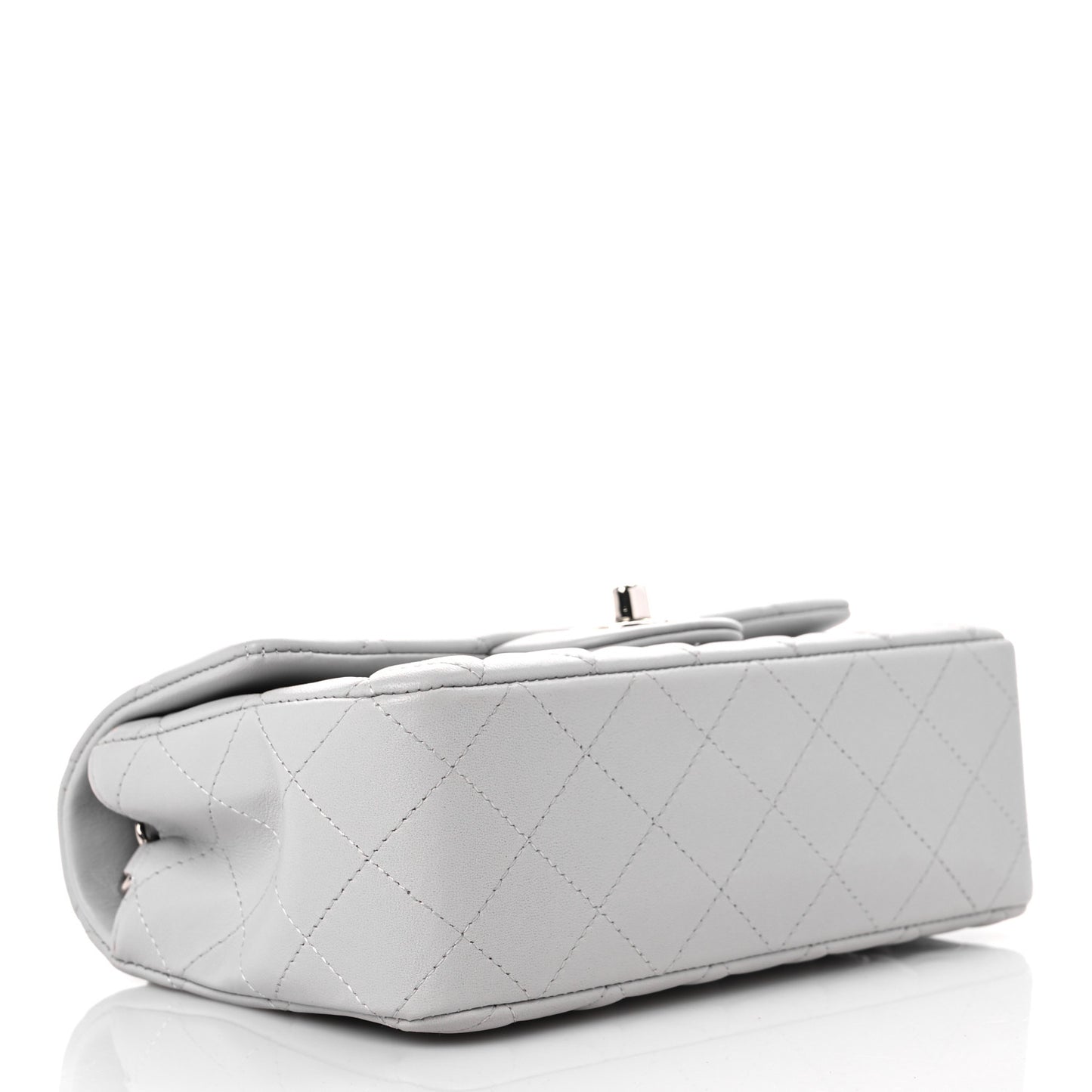 Lambskin Quilted Mini Rectangular Flap Grey