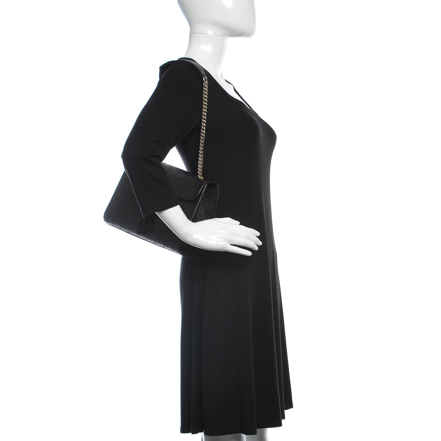 Gucci Guccissima Medium Emily Chain Shoulder Bag Black 2 of 12