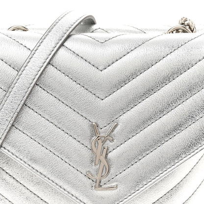 Saint Laurent Metallic Lambskin Quilted Double Flap Bag Silver 8 of 10