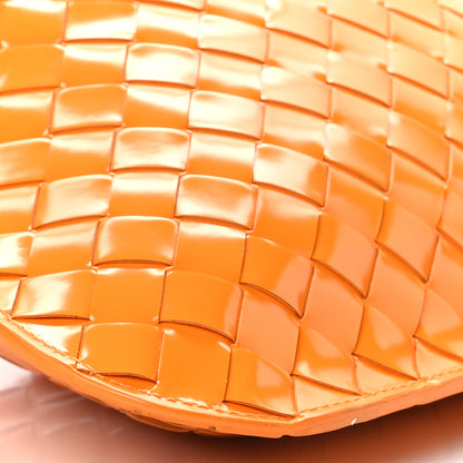 Bottega Veneta Brushed Calfskin Intrecciato Cradle Fold Over Shoulder Bag Tangerine 7 of 8