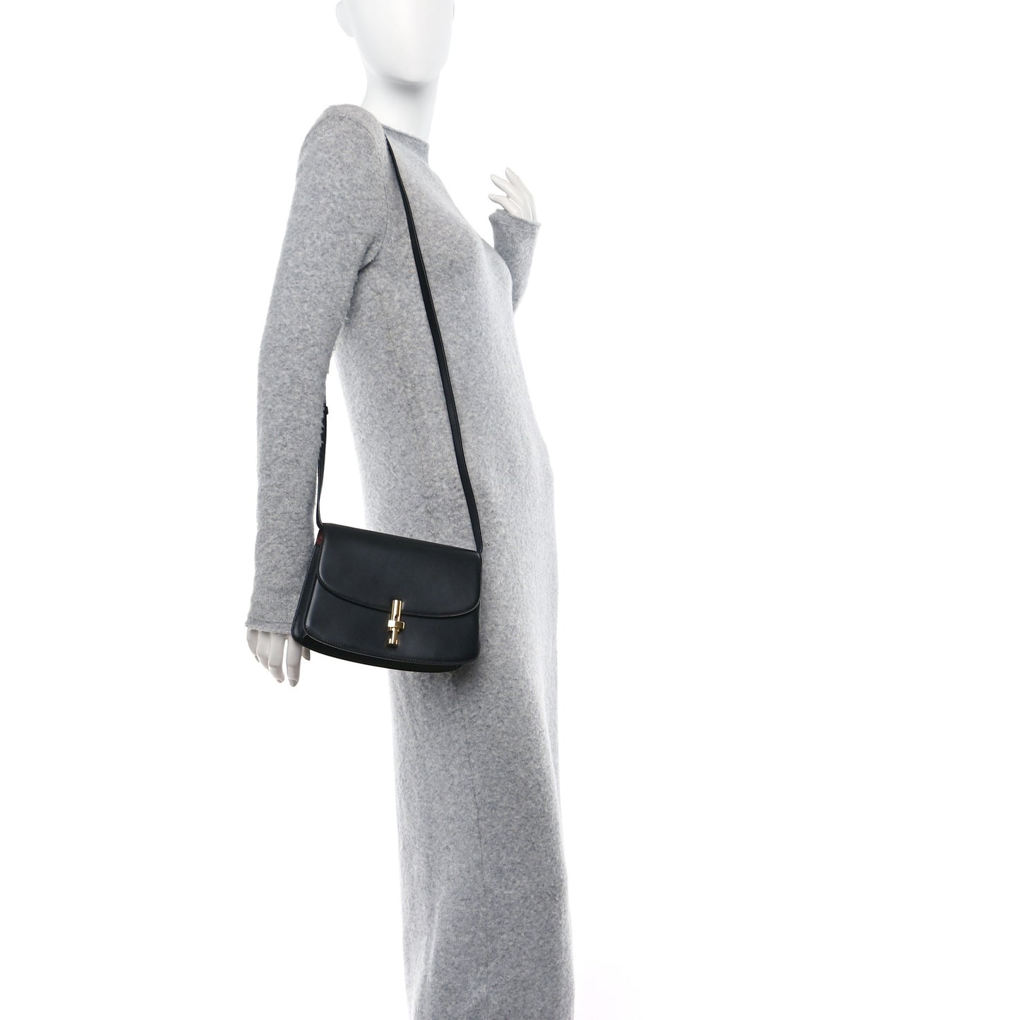 Polished Saddle Calfskin Sofia 8.75 Crossbody Black