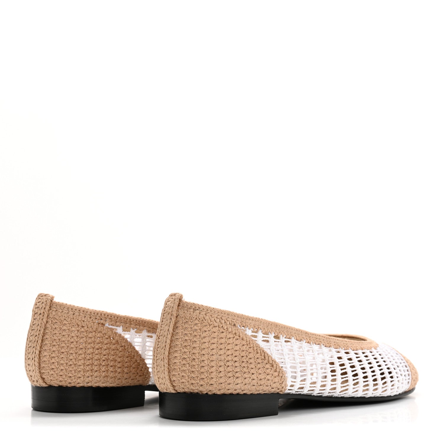 Chanel Raffia Cap Toe Ballerina Flats 39 White Beige 5 of 10