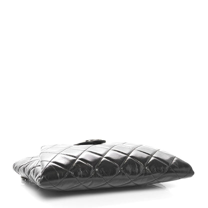 Chanel Glazed Calfskin Quilted Coco Pleats Clutch Black 4 of 10