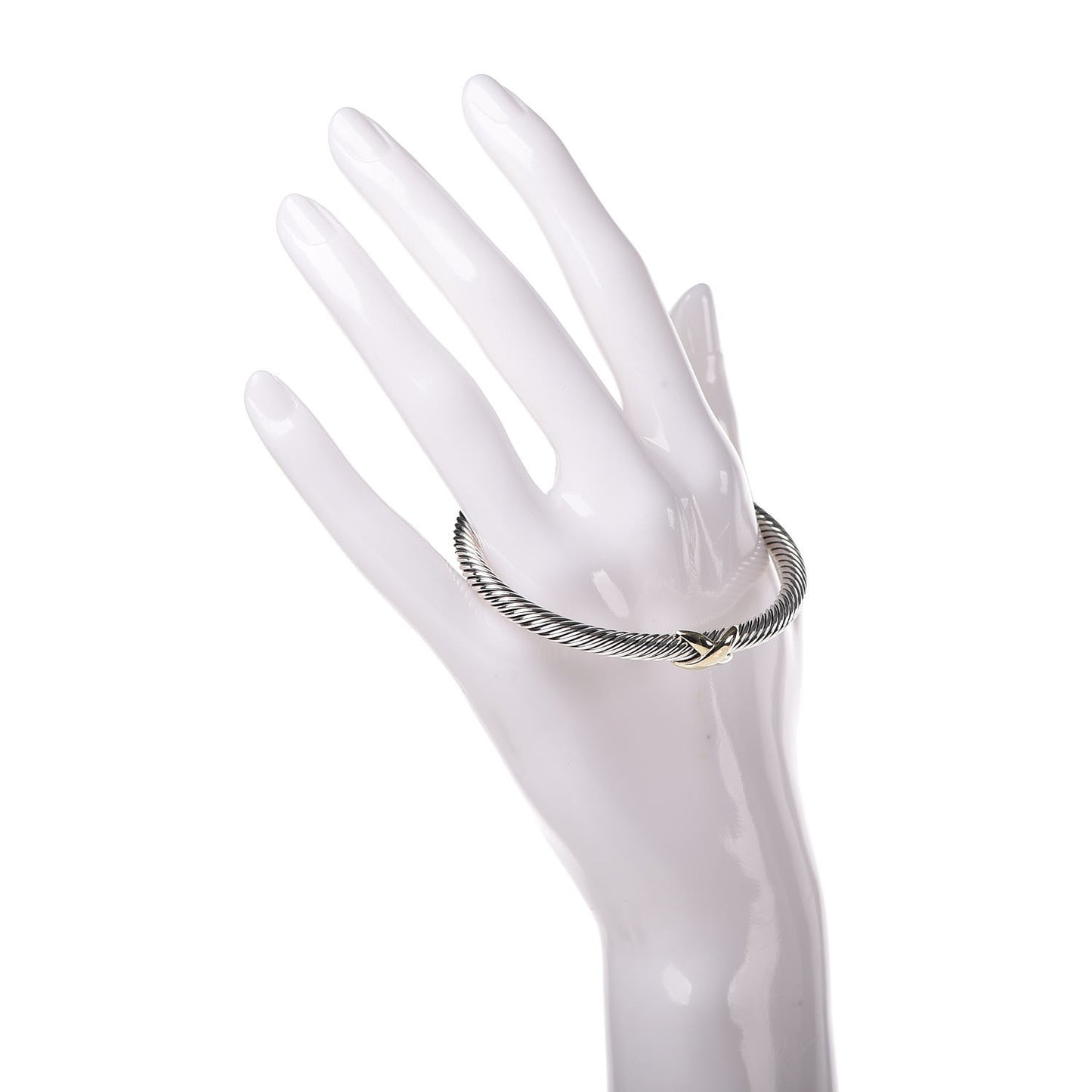 Sterling Silver 14K Yellow Gold 5mm X Station Cable Bracelet