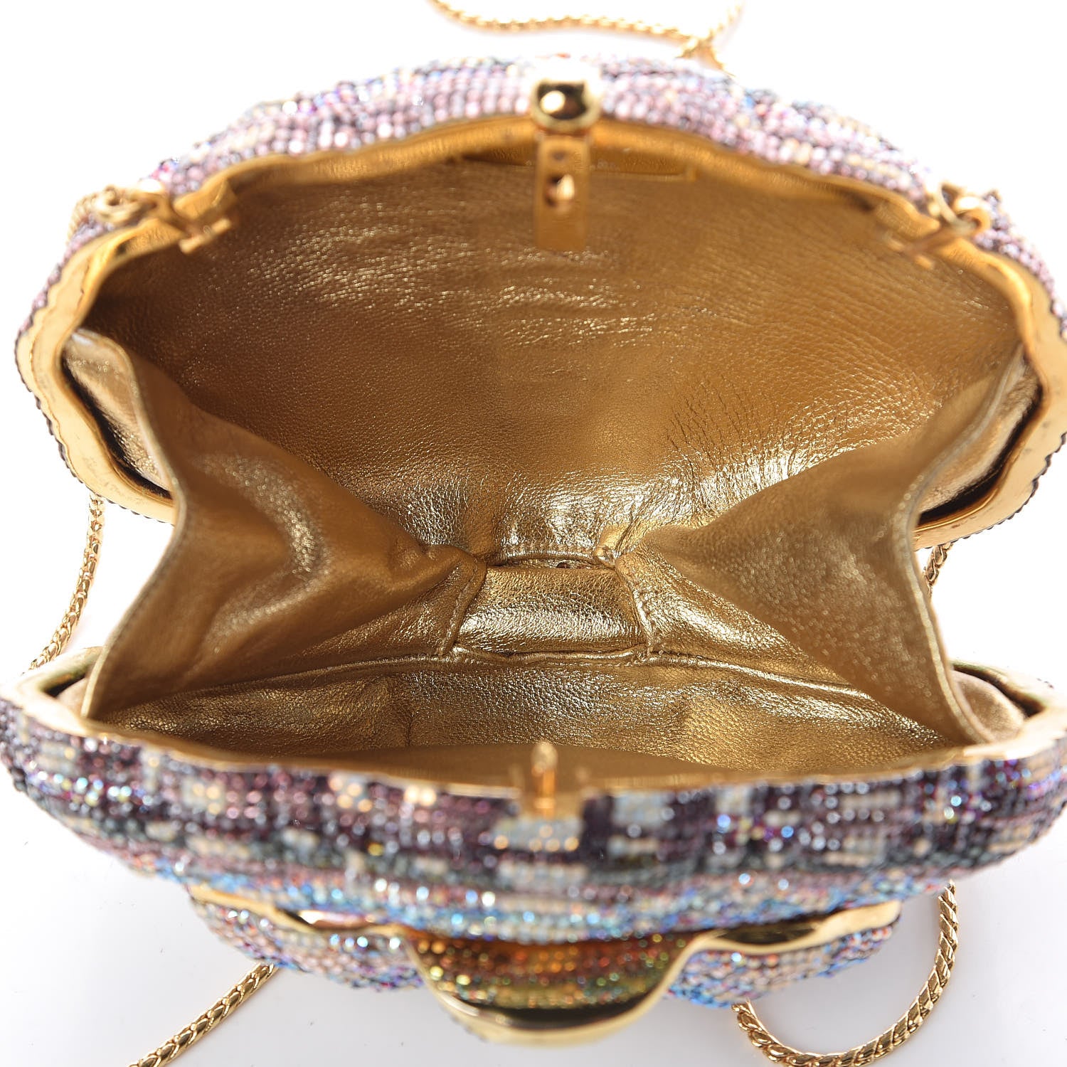 Judith Leiber Crystal Seashell Minaudiere Chain Clutch Multicolor 6 of 10