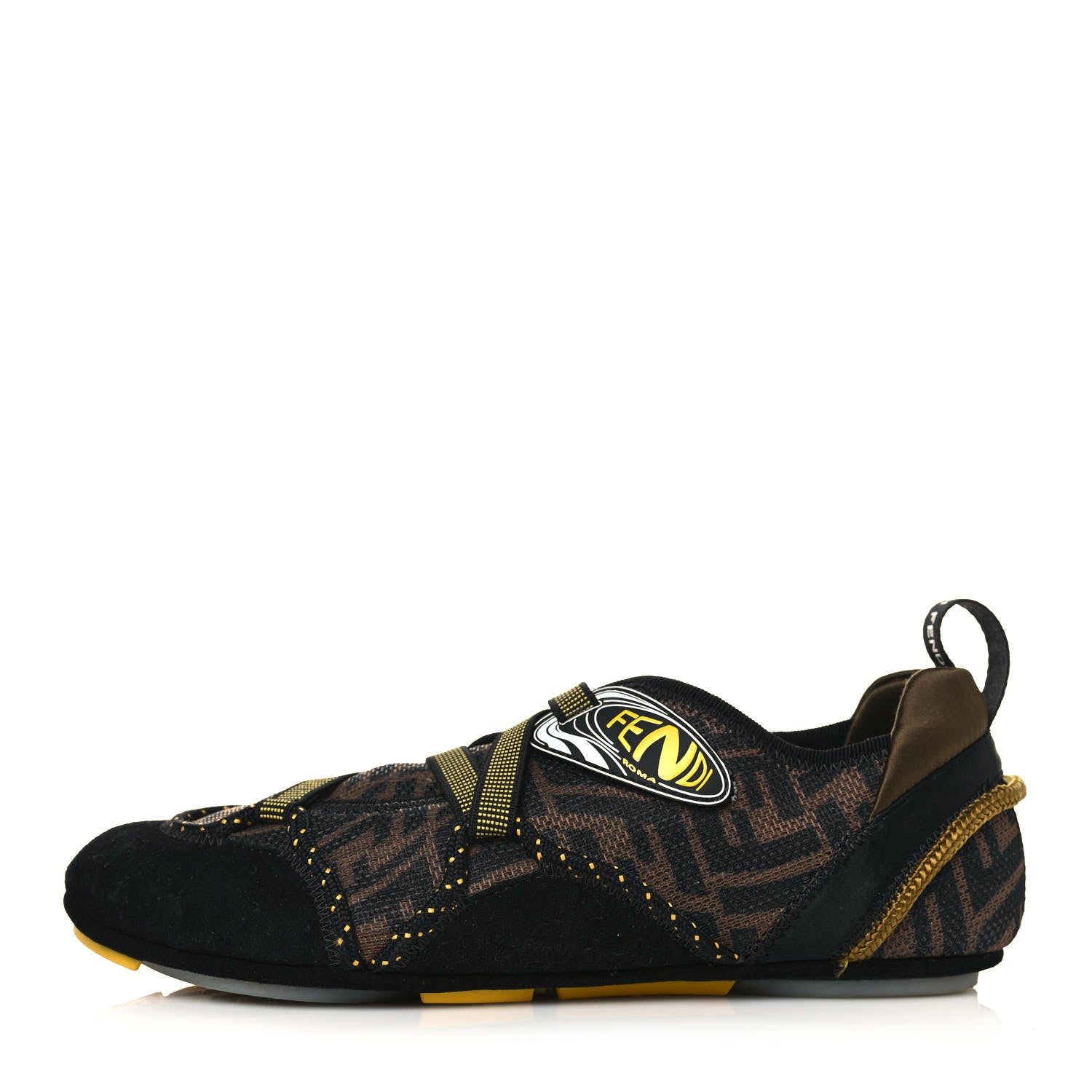 Fendi X SARAH COLEMAN Suede Mesh Satin FF Vertigo Womens Flex Sneakers 36 Black Tobacco Moro 1 of 7