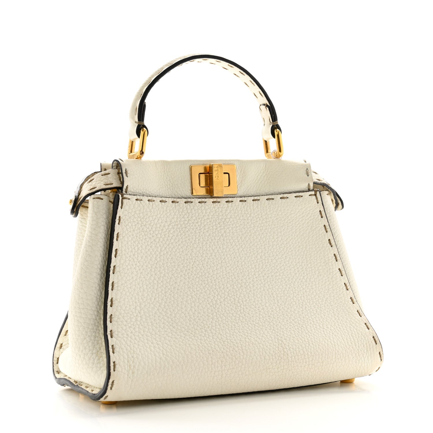Fendi Cuoio Romano Selleria Mini Peekaboo Iconic Satchel White 3 of 13