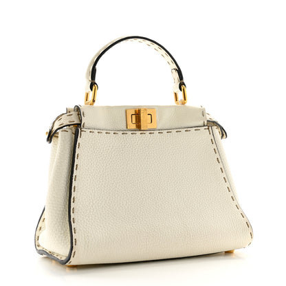 Fendi Cuoio Romano Selleria Mini Peekaboo Iconic Satchel White 3 of 13