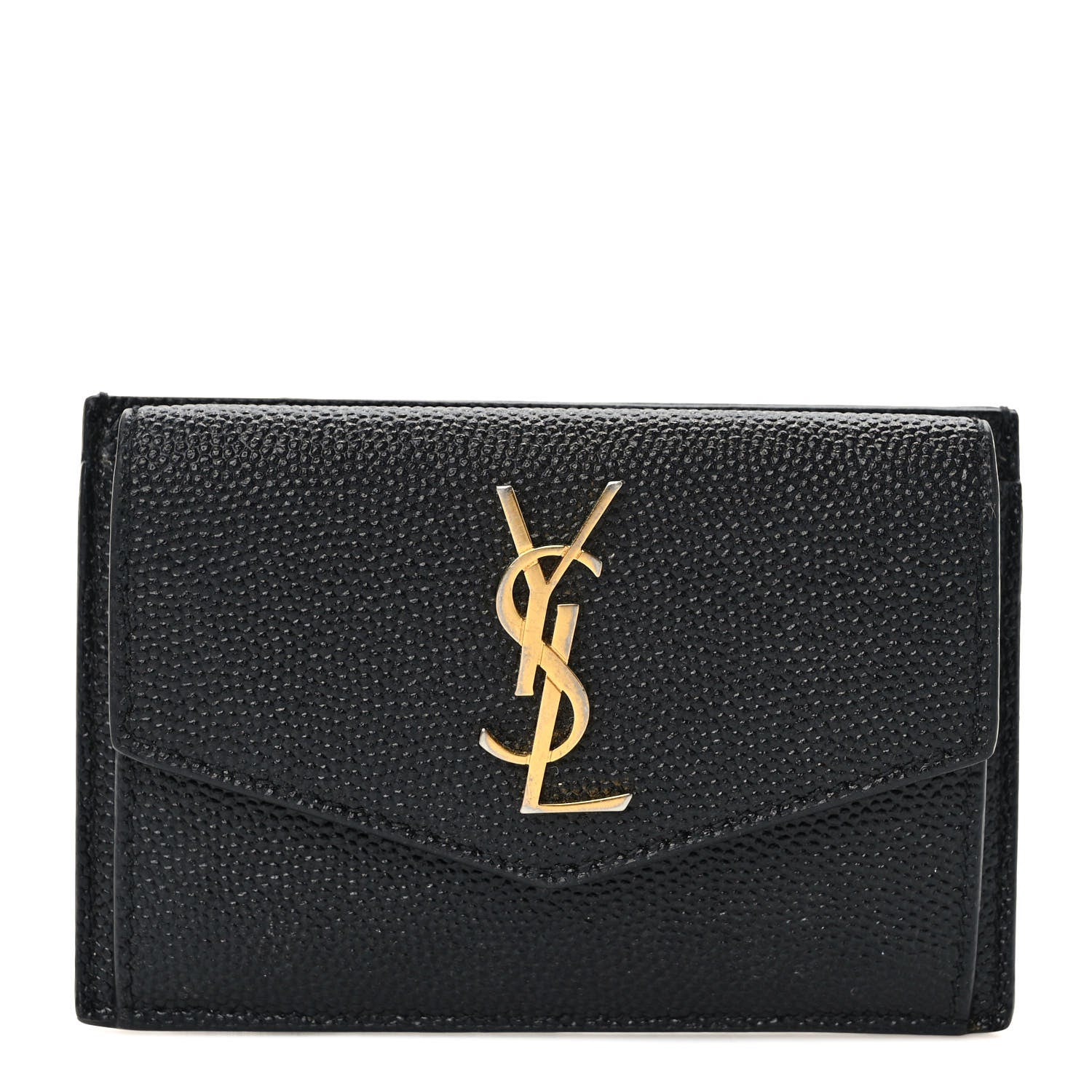 Saint Laurent Grain De Poudre Uptown Monogram Card Case Black 1 of 6