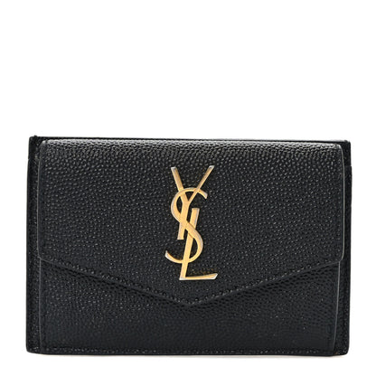 Saint Laurent Grain De Poudre Uptown Monogram Card Case Black 1 of 6