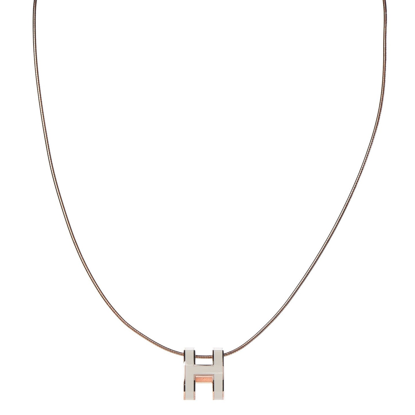 Lacquered Rose Gold Pop H Pendant Necklace White