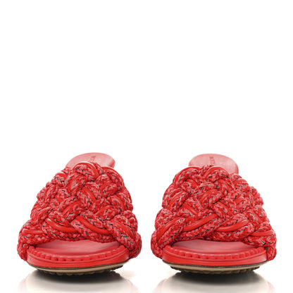 Bottega Veneta Lambskin Fabric Weave Intrecciato Dot Sandals 37.5 Bubble Gum Tomato 3 of 9
