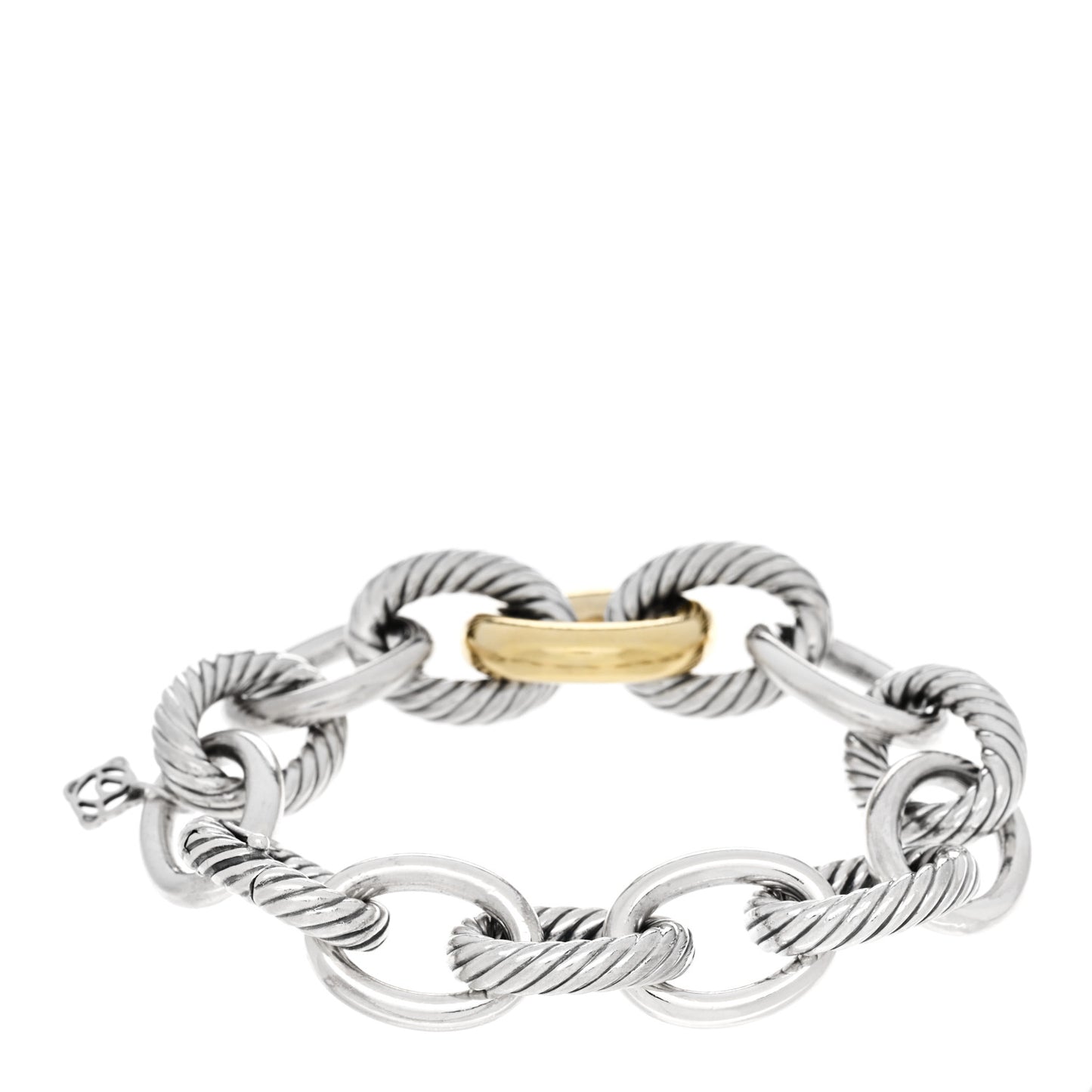 Sterling Silver 18K Yellow Gold 19mm Extra Large Oval Link Bracelet