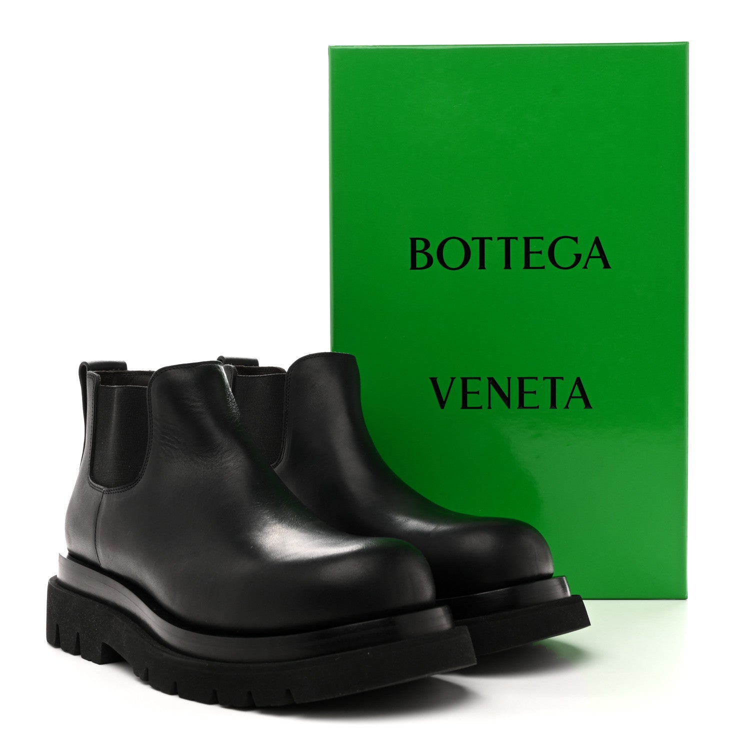 Bottega Veneta Military Calfskin Lug Chelsea Ankle Boots 41