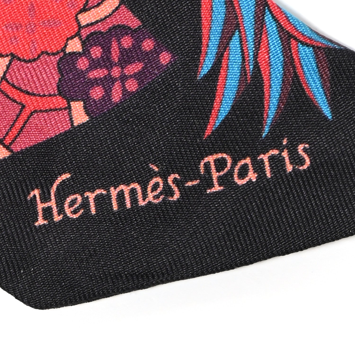 Hermes Silk Fleurs et Papillons de Tissus Twilly Black Rouge Bleu 2 of 6